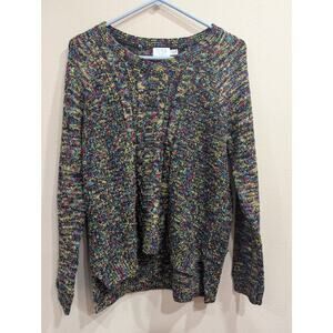 Women's black and multicolor knit sweater by Time & Tru size L (12/14)